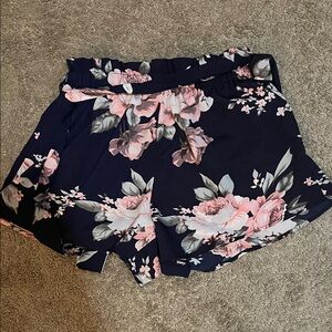 SHEIN Navy and Pink Floral High Waist never worn Shorts